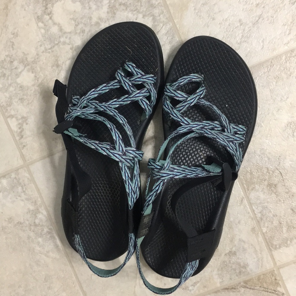 Blue stripe chacos